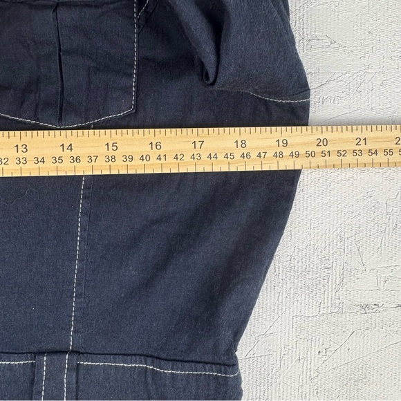 Stetson Denim Button Up Shirt Dress Studded Western Stitching Large Dark Wash 90 - Picture 9 of 10